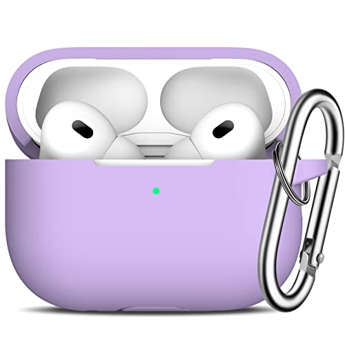 R-fun AirPods Pro 2/1 Generation hülle Cover mit Schlüsselanhänger, Full Protective Silikon Skin Zubehör für Frauen Männer mit Apple AirPods Pro 2022/2019 Charging Case,Banane violett von R-fun