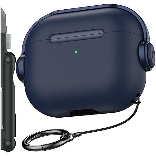 R-fun Airpods 3. Generation Hülle mit sicherem Schloss, Musik-Headset-Kopfhörer, Schutzhülle mit Reinigungsset, kompatibel mit Apple Airpods 3 2021, Ladehülle,Marineblau von R-fun