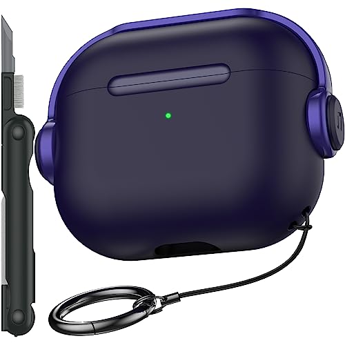 R-fun Airpods 3. Generation Hülle mit sicherem Schloss, Musik-Headset-Kopfhörer, Schutzhülle mit Reinigungsset, kompatibel mit Apple Airpods 3 2021, Ladehülle,Violett von R-fun