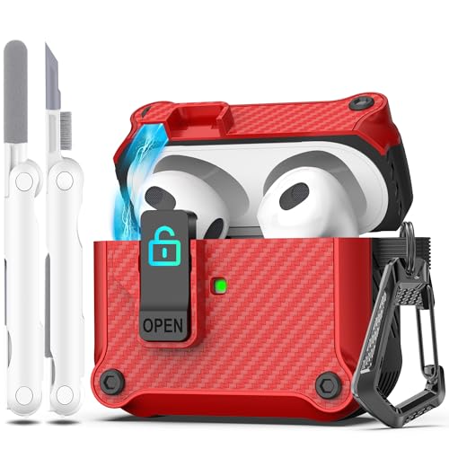 R-fun Kompatibel mit AirPods 3rd Generation 2021 Ladecase Abdeckung, Full Drop Protection Auto Pop-Up Deckel Kompatibel mit Apple Airpod 3-Gen Fall mit Cleaner Kit Schlüsselanhänger,Rot R-fun Kompatibel mit AirPods 3rd Generation 2021 Ladecase Abdeckung, Full Drop Protection Auto Pop-Up Deckel Kompatibel mit Apple Airpod 3-Gen Fall mit Cleaner Kit Schlüsselanhänger,Rot von R-fun