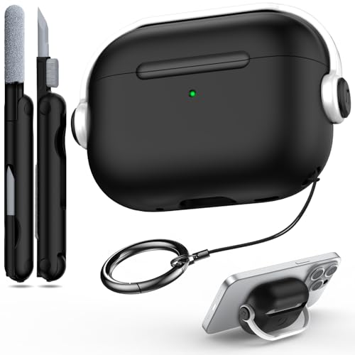 R-fun Schutzhülle kompatibel mit Apple Airpods Pro (2023/2022/2019, 2./1. Gen), (USB-C/Lightning-Kabel), Musik-Kopfhörer-Kopfhörer-Hülle mit Sicherheitsschloss und Reinigungsset,Schwarz & Weiß von R-fun