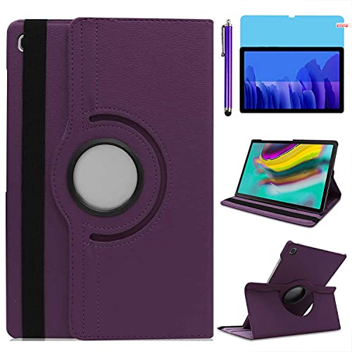 Hülle für Samsung Galaxy Tab A7 10.4'' 2020 (SM-T500 SM-T505), 360 Grad drehbarer Ständer Smart Schutzhülle,Mit Stylus Pen,Bildschirm Film (Lila) von R.SHENGTE