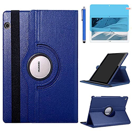 Hülle für Huawei MediaPad T3 10 Tablette 9.6 Zoll (AGS-W09 AGS-L09 AGS-L03), 360 Grad drehbarer Ständer Schutzhülle,Mit Stylus Pen,Bildschirm Film (Deep Blue) von R.SHENGTE