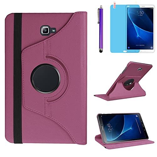 Hülle für Samsung Galaxy Tab A 10.1'' 2016 (SM-T580 SM-T585), 360 Grad drehbarer Ständer Smart Schutzhülle,Mit Stylus Pen,Bildschirm Film (Purple) von R.SHENGTE