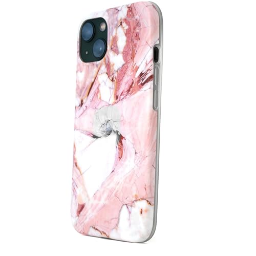 R2B® iPhone 15 Hülle - Handyhülle iPhone 15 mit Marmordesign, Screenprotector und maximaler Schutz für Ihr iPhone 15 in Rosa, Weiß und Orange von R2B