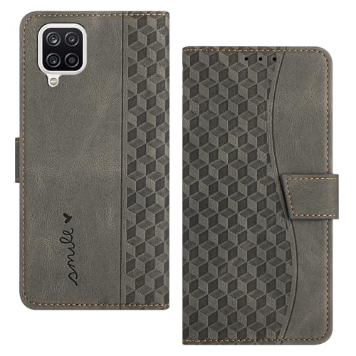 RADOO Handyhülle für Samsung Galaxy A12 Hülle Leder für Klappbar PU Leder Tasche Flip Wallet Stoßfeste Case Schutzhülle Klapphülle für Galaxy A12 Hülle Lederhülle (Asche) von RADOO