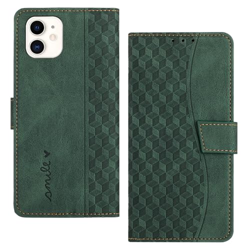 RADOO Handyhülle für iPhone 12 Mini (5,4 Zoll) Hülle Leder für Klappbar PU Leder Tasche Flip Wallet Stoßfeste Case Schutzhülle Klapphülle für iPhone 12 Mini Hülle Lederhülle (Grün) von RADOO