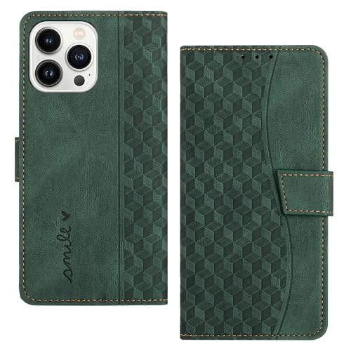 RADOO Handyhülle für iPhone 13 Pro Max (6,7 Zoll) Hülle Leder für Klappbar PU Leder Tasche Flip Wallet Stoßfeste Case Schutzhülle Klapphülle für iPhone 13 Pro Max Hülle Lederhülle (Grün) von RADOO