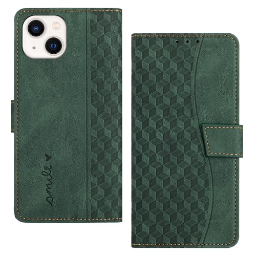 RADOO Handyhülle für iPhone 14 Plus(6,7 Zoll) Hülle Leder für Klappbar PU Leder Tasche Flip Wallet Stoßfeste Case Schutzhülle Klapphülle für iPhone 14 Plus Hülle Lederhülle (Grün) von RADOO