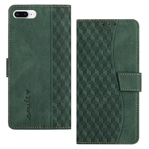 RADOO Handyhülle für iPhone 8 Plus/iPhone 7 Plus (5,5 Zoll) Hülle Leder für Klappbar PU Leder Tasche Flip Wallet Stoßfeste Case Schutzhülle Klapphülle für iPhone 8 Plus Hülle Lederhülle (Grün), RAD-LD-DK003-I7PL-0123-0006 von RADOO