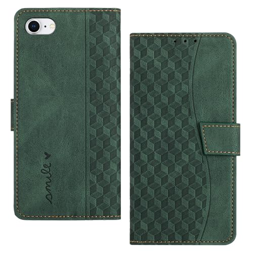RADOO Handyhülle für iPhone SE 2020/SE 2022/iPhone 8/iPhone 7 (4,7 Zoll) Hülle Leder für Klappbar PU Leder Tasche Flip Wallet Stoßfeste Case Schutzhülle Klapphülle für iPhone 8 Hülle Lederhülle (Grün) von RADOO