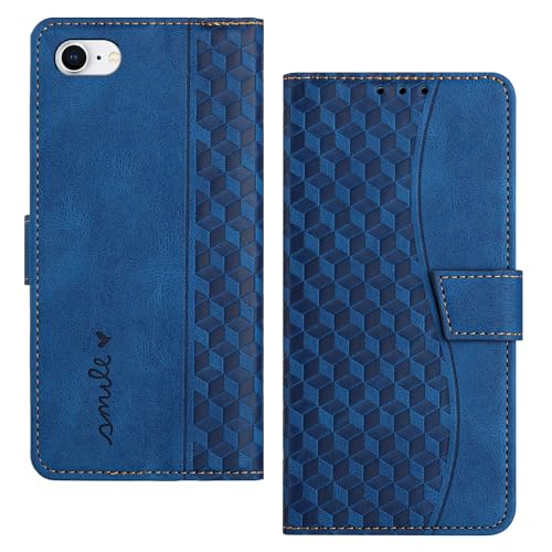 RADOO Handyhülle für iPhone SE 2020/SE 2022/iPhone 8/iPhone 7 (4,7 Zoll) Hülle Leder für Klappbar PU Leder Tasche Flip Wallet Stoßfeste Case Schutzhülle Klapphülle für iPhone 8 Hülle Lederhülle (Blau) von RADOO