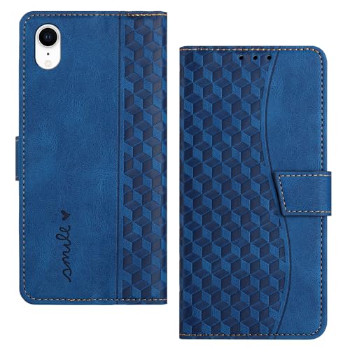 RADOO Handyhülle für iPhone XR (6,1 Zoll) Hülle Leder für Klappbar PU Leder Tasche Flip Wallet Stoßfeste Case Schutzhülle Klapphülle für iPhone XR Hülle Lederhülle (Blau) von RADOO
