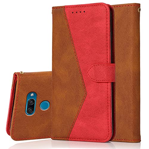 RADOO Kompatibel mit LG K50 / Q60 Hülle, Premium PU Leder Tasche Case Klappbar Handyhülle mit [Kartenfach] [Magnet] Cover Flip Case 360 Grad Rundum Komplett-Schutz Klapphülle (Rotbraun) von RADOO