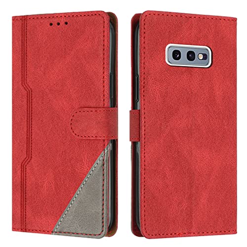 Radoo Kompatibel mit Samsung Galaxy S10E Hülle, PU Leder Handyhülle [Stand Feature] [Kartenfachr] [Magnetic Closure Snap] Schutzhülle Klappbar Flip Case Cover für Samsung Galaxy S10E (Rot) von Radoo