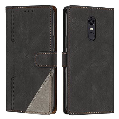 Radoo Kompatibel mit Xiaomi Redmi 5 Plus Hülle, PU Leder Handyhülle [Stand Feature] [Kartenfachr] [Magnetic Closure Snap] Schutzhülle Klappbar Flip Case Cover für Xiaomi Redmi 5 Plus (Schwarz) von Radoo