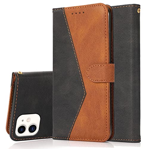 RADOO Kompatibel mit iPhone 11 Hülle (6,1 Zoll), Premium PU Leder Tasche Case Klappbar Handyhülle mit [Kartenfach] [Magnet] Cover Flip Case 360 Grad Rundum Komplett-Schutz Klapphülle(Schwarz Braun) von RADOO