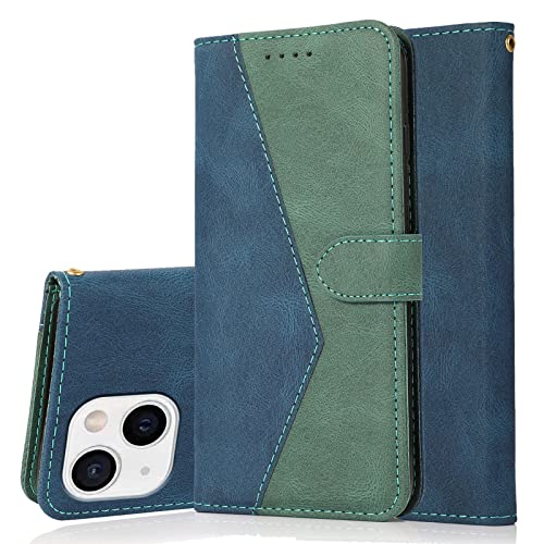 RADOO Kompatibel mit iPhone 13 Hülle (6,1 Zoll), PU Leder Tasche Case Klappbar Handyhülle mit [Kartenfach] [Magnet] Cover Flip Case 360 Grad Rundum Komplett-Schutz Klapphülle (Blau Grün) von RADOO
