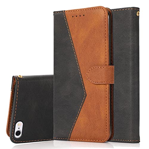 RADOO Kompatibel mit iPhone 6S Plus /6 Plus Hülle (5,5 Zoll), PU Leder Tasche Case Klappbar Handyhülle mit [Kartenfach] [Magnet] Cover Flip Case 360 Grad Rundum Komplett-Schutz(Schwarz Braun) von RADOO