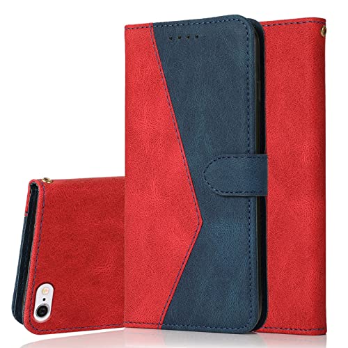 RADOO Kompatibel mit iPhone 6S Plus /6 Plus Hülle (5,5 Zoll), PU Leder Tasche Case Klappbar Handyhülle mit [Kartenfach] [Magnet] Cover Flip Case 360 Grad Rundum Komplett-Schutz Klapphülle (Rot Blau) von RADOO