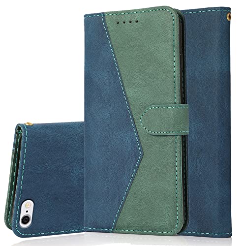 RADOO Kompatibel mit iPhone SE 2020/iPhone 8/iPhone 7 Hülle (4,7 Zoll), PU Leder Tasche Case Klappbar Handyhülle mit [Kartenfach] [Magnet] Cover Flip Case 360 Grad Rundum Komplett-Schutz (Blau Grün) von RADOO