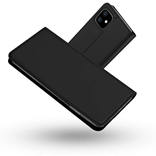 RADOO Schutzhülle für iPhone 11 (6,1 Zoll), ultradünn, aus PU-Leder, Premiumhülle, Klapphülle, Bumper Folio mit Klappdeckel für iPhone 11 (6,1 Zoll), Grau/Schwarz von RADOO