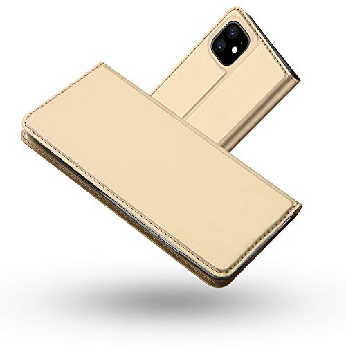 RADOO Schutzhülle für iPhone 11 (6,1 Zoll), ultradünn, aus hochwertigem PU-Leder, Flip Case, Schutzhülle, Bumper Folio Flip für iPhone 11 (6,1 Zoll) (Gold) von RADOO