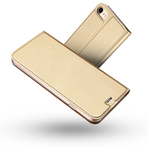 RADOO iPhone 8 Hülle,iPhone 7 Hülle, Premium PU Leder Handyhülle Brieftasche-Stil Magnetisch Klapphülle Etui Brieftasche Hülle Schutzhülle Tasche für Apple iPhone 7/ iPhone 8 4.7 Zoll (Gold) von RADOO
