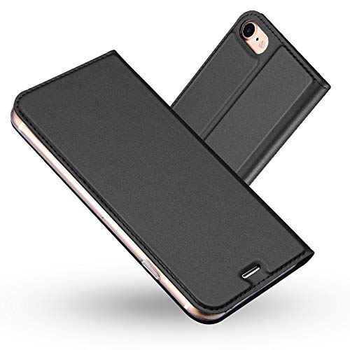 RADOO iPhone SE 2020 (4,7 Zoll) Hülle,iPhone SE 2020 Lederhülle, Premium PU Leder Handyhülle Brieftasche-Stil Magnetisch Klapphülle Etui Brieftasche Hülle Schutzhülle Tasche (Schwarzgrau) von RADOO