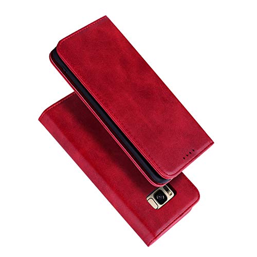 Radoo Galaxy S8 Hülle, Premium PU Leder Handyhülle Klappetui Flip Cover Tasche Etui Brieftasche Lederbrieftasche Schutzhülle für Samsung Galaxy S8 (Rot) von RADOO