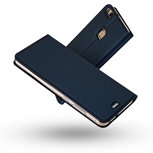 Radoo Huawei P10 Lite Hülle, Premium PU Leder Handyhülle Brieftasche-Stil Magnetisch Folio Flip Klapphülle Etui Brieftasche Hülle Schutzhülle Tasche Case Cover für Huawei P10 Lite (Blau) von RADOO