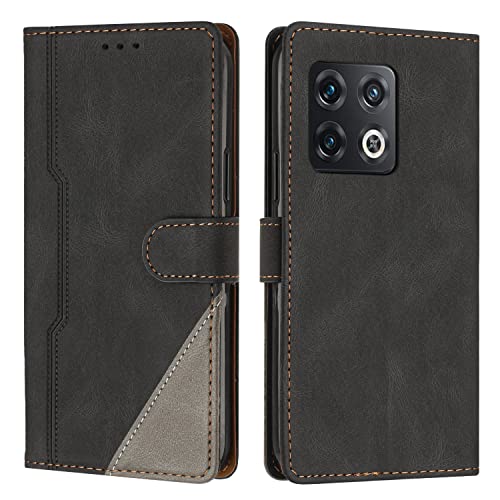 Radoo Kompatibel mit OnePlus 10 Pro 5G Hülle, PU Leder Handyhülle [Stand Feature] [Kartenfachr] [Magnetic Closure Snap] Schutzhülle Klappbar Flip Case Cover für OnePlus 10 Pro 5G (Schwarz) von RADOO