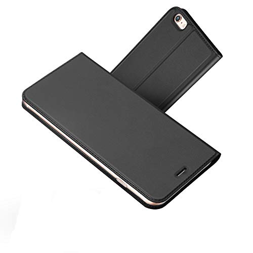 Radoo iPhone 6S Hülle,iPhone 6 Hülle, Premium PU Leder Handyhülle Brieftasche-Stil Magnetisch Klapphülle Etui Brieftasche Hülle Schutzhülle Tasche für Apple iPhone 6/6S 4.7 Zoll (Schwarz Grau) von RADOO