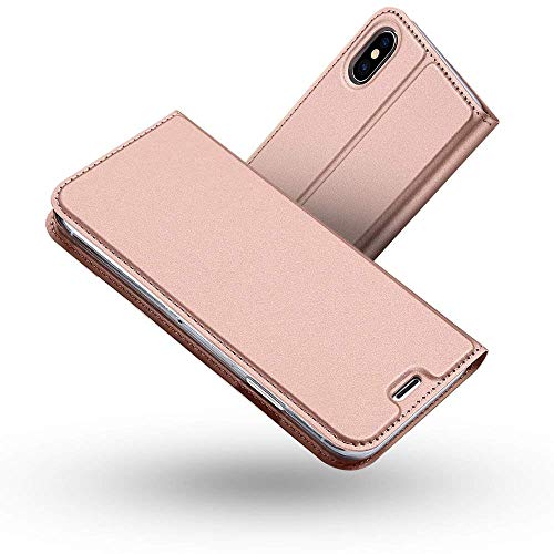 RADOO iPhone XS Max Hülle, Premium PU Leder Handyhülle Brieftasche-Stil Magnetisch Folio Flip Klapphülle Etui Brieftasche Hülle Schutzhülle Tasche Case Cover für Apple iPhone XS Max (Roségold) von RADOO