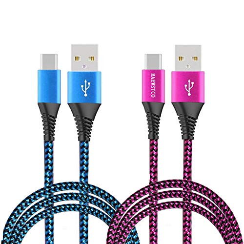 RAEWSTCO 2 Packungen USB-Typ-C-Kabel 3A / 5A Ultraschnelles Laden USB-C-Ladekabel aus Nylon Aluminiumgehäuse spezielles Design zur Unterstützung der Zugentlastung (0.5M+1M) von RAEWSTCO