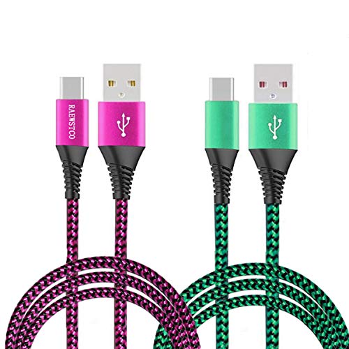 RAEWSTCO 2 Packungen USB-Typ-C-Kabel 3A / 5A Ultraschnelles Laden USB-C-Ladekabel aus Nylon Aluminiumgehäuse spezielles Design zur Unterstützung der Zugentlastung (1.5M+2.5M) von RAEWSTCO