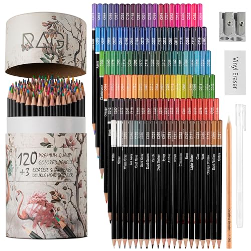 RAGI 123-teiliges Set Buntstifte - 120 Farben Buntstifte mit weichem Kern - Malen, Zeichnen, Ausmalen - für Erwachsene und Kinder - Buntstifte in Kartonröhre RAGI 123-teiliges Set Buntstifte - 120 Farben Buntstifte mit weichem Kern - Malen, Zeichnen, Ausmalen - für Erwachsene und Kinder - Buntstifte in Kartonröhre von RAGI