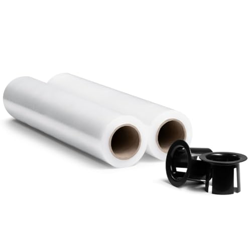 RAGO® Stretchfolie Transparent 2 Stück I Strechfolienrolle mit Handabroller 0,85 kg (7,5 x 7,5 x 40 cm) I Möbelfolie I Verpackungsmaterial I Umzugsfolie I Folie für möbel I Packfolien 150m von RAGO