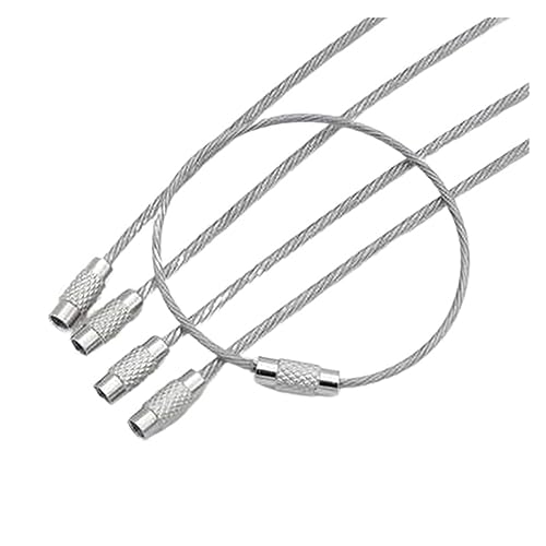 Drahtseile, 10 Stücke 1,5/2mm EDC Schlüsselanhänger Tag Seil Draht Kabel Schleife Schraube Schloss Gadget Ring Schlüsselring Kreis Camp Armaturen(1.5x150mm) von RAGOPILEN