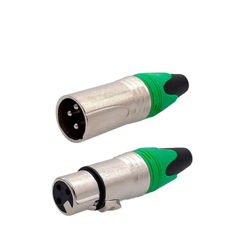 RAHBI 20Pcs/10Sets XLR Stecker Schwarz Silbrig Audio Stecker Mikrofon Stecker 3pin Lautsprecher Stecker Männlich & Weiblich farbe Mic Anschlüsse leisurely (Size : 10xM 10xF-Green-S) von RAHBI