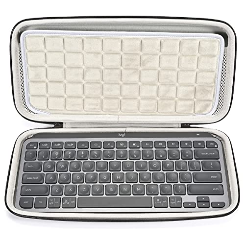 RAIACE Tragetasche Reiseschutzhülle Etui Tasche mit Hartschale für Logitech MX Keys Fortschrittliche Kabellose Tastatur Computerzubehör für Reisen Fall.Schwarz (graues Futter). von RAIACE