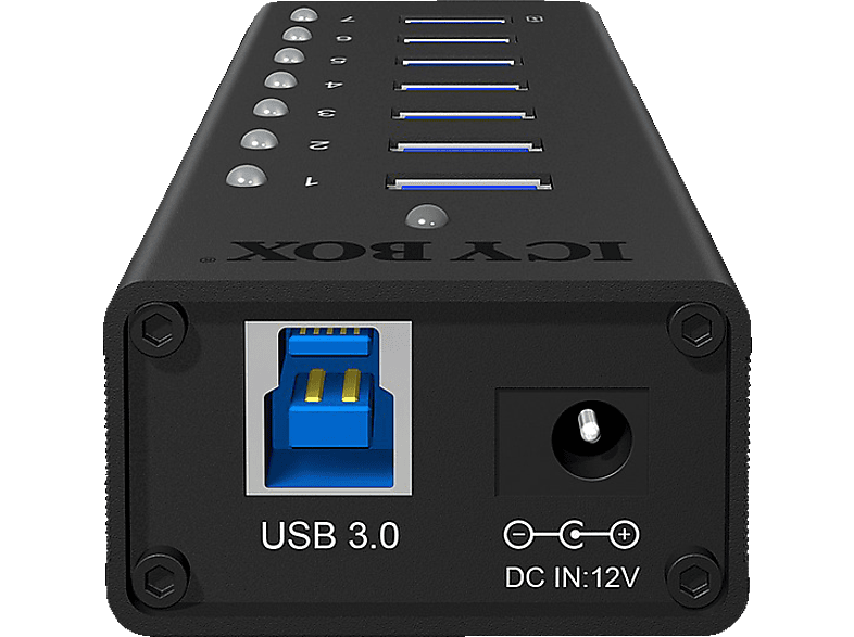RAIDSONIC ICY 7-Port USB 3.0 Hub mit Ladeport, Hub, Schwarz von RAIDSONIC