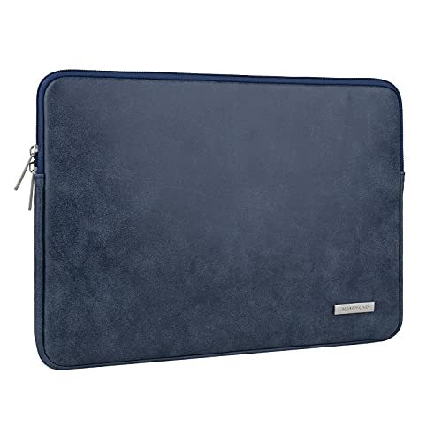 RAINYEAR 11 Zoll Laptop Hülle Faux Wildleder Tasche Gepolsterte PU Velourleder Schutzhülle Kunstleder Ledertasche Wasserfeste Laptophülle Kompatibel 11,6 MacBook Air Chromebook Notebook(Tiefes Blau) von RAINYEAR make life easier