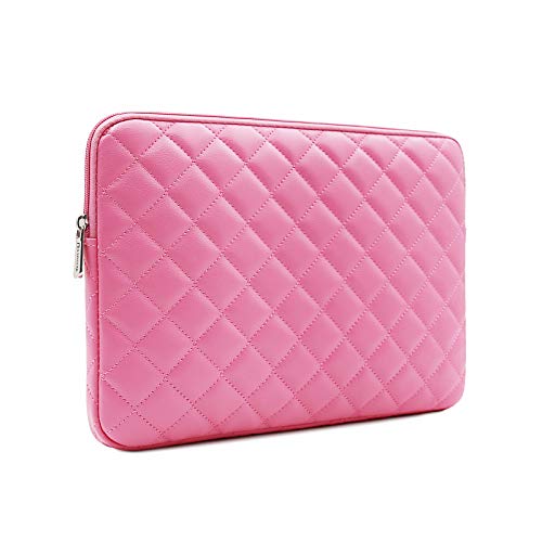 RAINYEAR 11-11,6 Zoll Kunstleder Tasche Diamant Faux Wildleder Schutzhülle Velourleder Ledertasche Stoßfeste Wasserfeste Laptophülle Kompatibel 11,6 MacBook Air Chromebook Notebook(Rosarot) von RAINYEAR make life easier