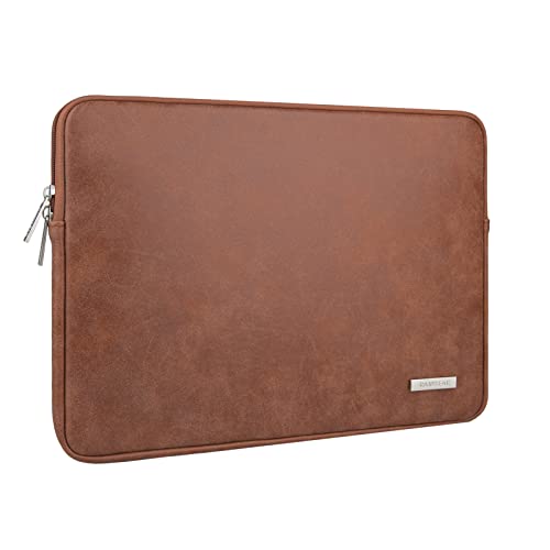 RAINYEAR 13,3 Zoll Laptop Hülle Faux Wildleder Tasche PU Velourleder Schutzhülle Kunstleder Ledertasche Laptophülle Kompatibel 13 Notebook Chromebook, 13,5 Surface 3/4, 14 MacBook M1 Pro A2141(Braun) von RAINYEAR make life easier