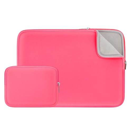 RAINYEAR 13 Zoll Laptop Hülle Schutzhülle Laptophülle Laptoptasche mit Zubehör Tasche Kompatibel MacBook 13,6 M2 A2681 13,3 Air Pro M1 A2337 A2338 A2251 A2289(Kräftiges Rosa,Aktualisierte Version) von RAINYEAR make life easier