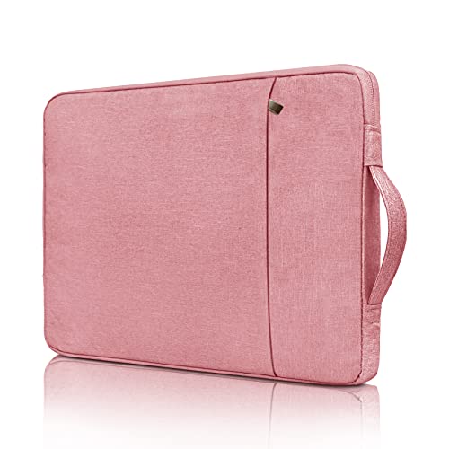 RAINYEAR 15,6 Zoll Laptop Hülle Laptoptasche Kompatibel mit 15,6" Notebook Computer Chromebook, Polyester Wasserdicht Schutzhülle Handtasche mit Griff und Front Tasche Notebooktasche, Rosa von RAINYEAR make life easier