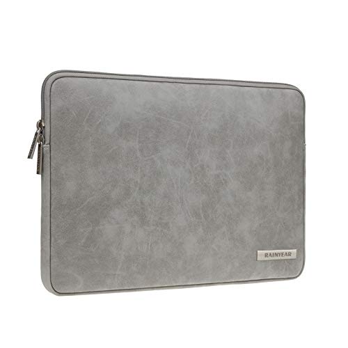 RAINYEAR 16 Zoll Laptop Hülle Faux Wildleder Tasche Gepolsterte PU Velourleder Schutzhülle Kunstleder Ledertasche Wasserfeste Laptophülle Kompatibel mit 16 MacBook Pro Modell A2141 A2485(Grau) von RAINYEAR make life easier