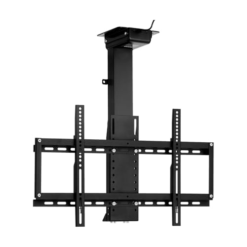 tv deckenhalterung elektrisch, tv Halterung Decke elektrisch Mit Drahtlose Fernbedienung und Speicherfernbedienung, Höhenverstellbare Lift 100cm, zum für 32-70 Zoll Fernseher (Lift 56-121) von RAJYQODIS