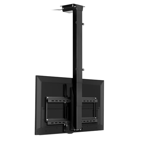 tv deckenhalterung elektrisch, tv Halterung Decke elektrisch Mit Drahtlose Fernbedienung und Speicherfernbedienung, Höhenverstellbare Lift 130cm, zum für 32-70 Zoll Fernseher (Lift 90-220) von RAJYQODIS